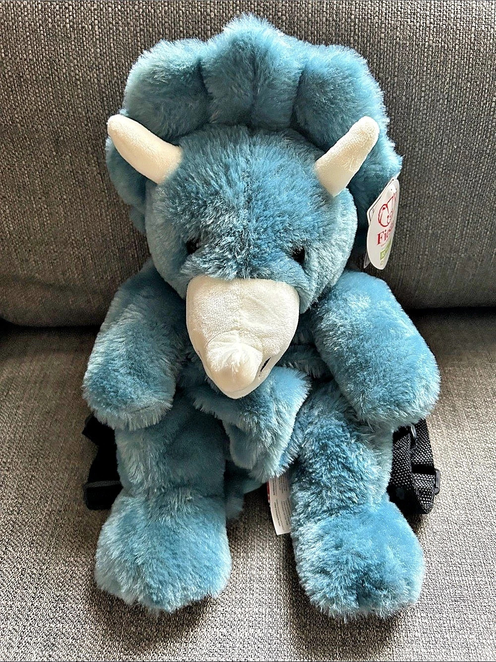 Fiesta Triceratops Dinosaur Plush Backpack Blue & White